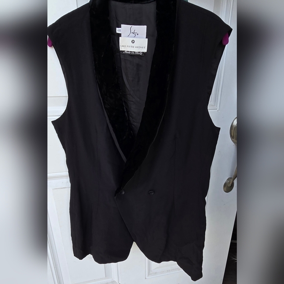 Saks Fifth Avenue Jackets & Blazers - Sahza By Saks Fifth Avenue Black Tuxedo Vest Velvet Lapel Black 14 Made In Italy